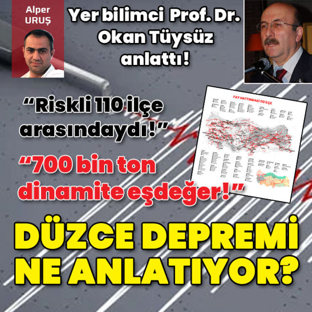 Yer bilimci Prof. Dr. Okan Tüysüz anlattı 700 bin tonluk dinamitin patlamasına eşdeğerdi Riskli 110 ilçe arasındaydı Düzce depremi ne anlatıyor