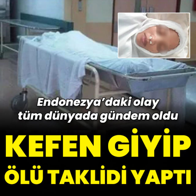 Endonezya da bir kadın borcunu ödememek için kefen giyip ölü taklidi yaptı