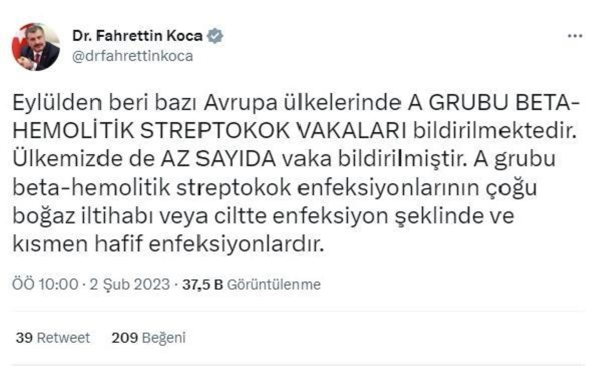 Bakan Koca: 'Strep-A'yı önlemenin yolu, ellerin sıkça yıkanması