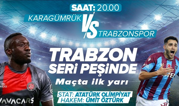 Canlı Fatih Karagümrük  Trabzonspor canlı anlatım izle Fatih Karagümrük Trabzonspor maçı ilk 11 ler